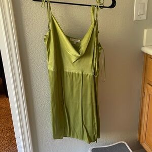New green satin dress